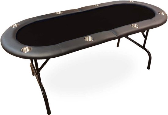 Opvouwbare Pokertafel zwart - 184cm x 84cm x 75cm - 2 tot 8 spelers