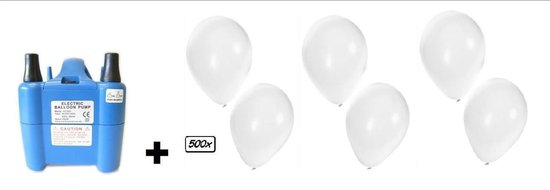Elektrische Ballonnen Pomp XL met 500 witte ballonnen