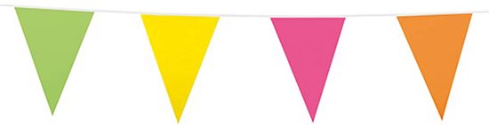 Vlaggenlijn slinger gekleurd 10 meter 100 stuks - Vlaggetjes slingers - Feestversiering - Verjaardag versiering