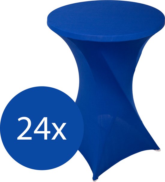 Statafelrok Blauw x 24 – ∅80-85 x 110 cm – Stretch 24 stuks – Tafelrok voor Statafel – Geschikt voor Horeca Evenementen | Sta Tafel Hoes | Staantafelhoes | Cocktailparty | Trouwerij