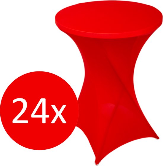 Statafelrok Rood x 24 – ∅80-85 x 110 cm – Stretch 24 stuks – Tafelrok voor Statafel – Geschikt voor Horeca Evenementen | Sta Tafel Hoes | Staantafelhoes | Cocktailparty | Trouwerij