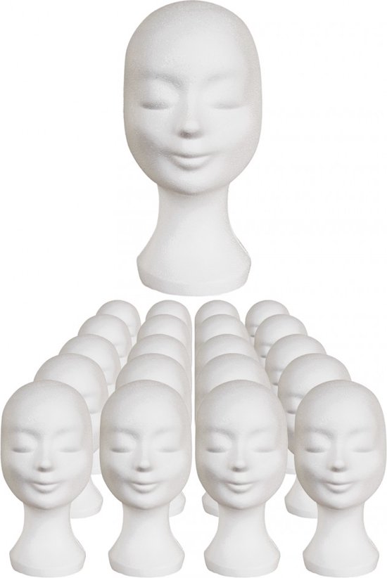 20 x pruikenhouder tempex wit