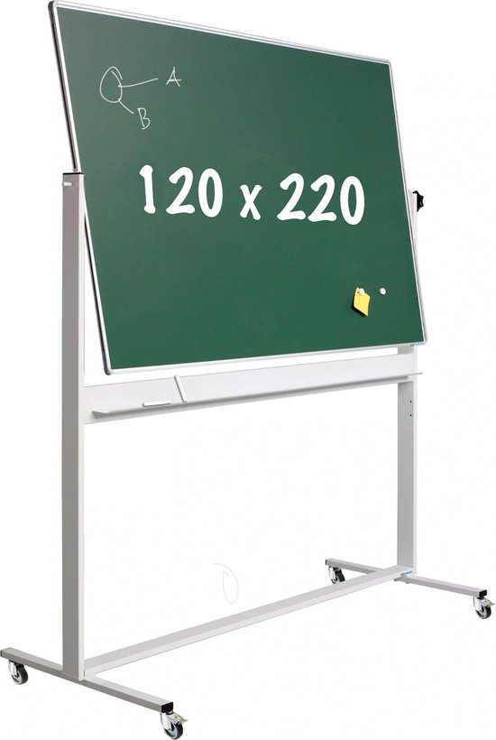 Krijtbord Deluxe - Magnetisch - Dubbelzijdig - Kantelbaar bord - Schoolbord - Eenvoudige montage - Geëmailleerd staal - Groen - 120x220cm