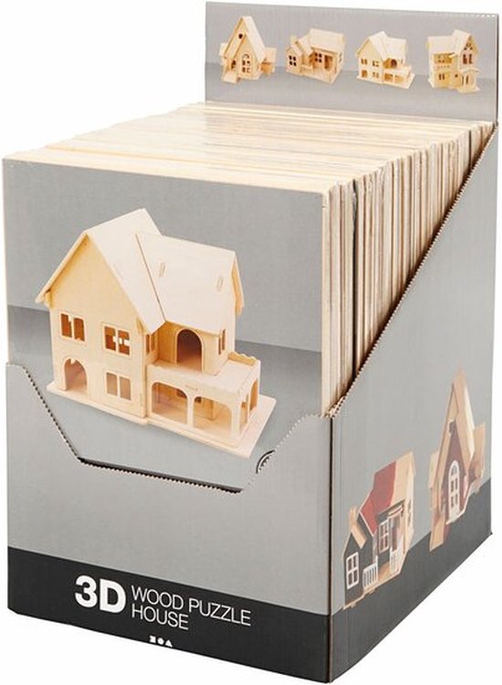 3D Houten constructie set, 24 stuk/ 1 doos