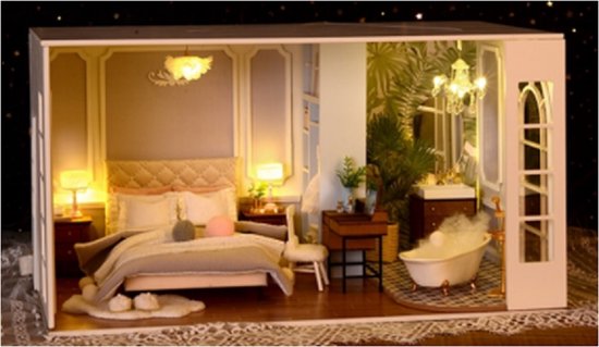 Miniatuurhuisje - bouwpakket - Miniature huisje - bedroom & Bathroom