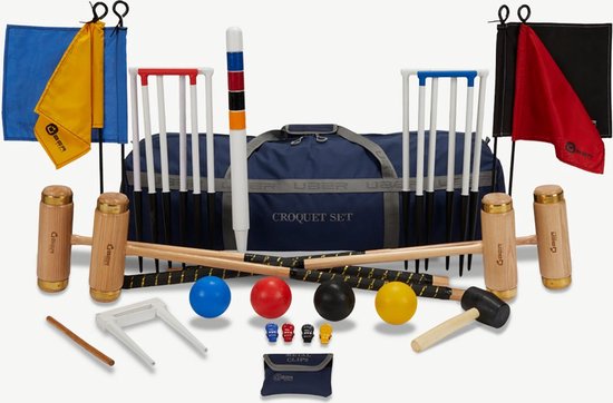 Ultieme Executive Croquet Set - Engels Tuinspel - Koperen banden, kunststof ballen, 16 mm dikke stalen poorten Croquet Draagtas Klasse en Geweldig ®Designed in UK - Prachtig afgewerkt - Kwaliteit & Klasse - Profi