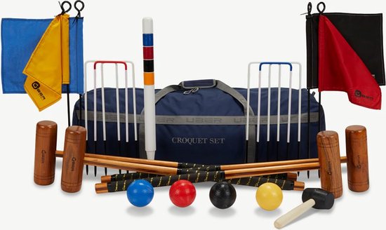Engelse Tuin Croquet Set - Prachtige Origineel Tuinspel - 4-persoons met Toolkit Croquettas Klasse en Geweldig ®Designed in UK - Prachtig afgewerkt - Kwaliteit & Klasse - Profi
