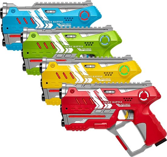 Light Battle Connect Lasergame set - Rood/Blauw/Geel/Groen - 4 Laserguns met Anti-Cheat functie voor 4 spelers