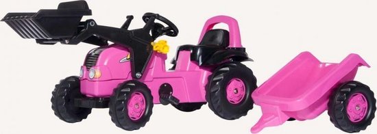 Rolly Toys Kid roze met voorlader en aanhanger