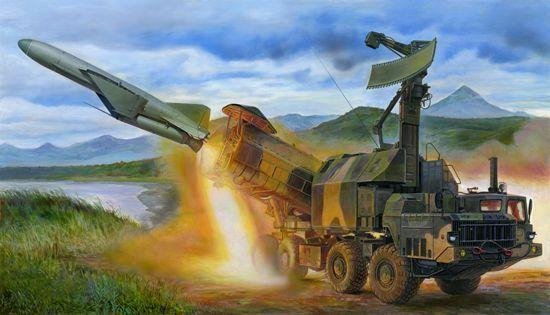 The 1:35 Model Kit of a Russian 4K51 Rubezh Coastal ASM With P-15.

Plastic Kit 
Glue not included
Dimension 423 *88 mm
1100 Plastic Parts
The manufacturer of the kit is Trumpeter.This kit is only online available.