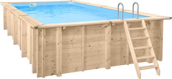 Interline Houten Zwembad Bali - Rechthoek - 790 x 400 x 138 cm - Opbouw en Inbouw Zwembad - Inclusief accessoires