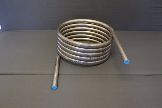 Brofuro RVS316L warmtewisselaar / spiraal voor zelfbouw zwembadverwarming gemaakt van 6 meter buis 22x1,2 mm