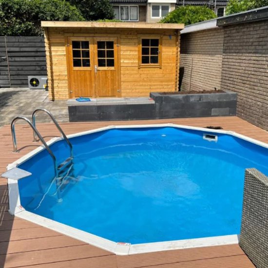 Interline zwembad Diana 4,90m rond - Metaalwand zwembad - Op- en inbouw - Inclusief filterset - Inclusief zwembadtrap - Gratis onderhoudsset