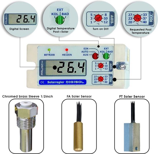 Pausch digisol solar4pool digitale regelaar met sensoren