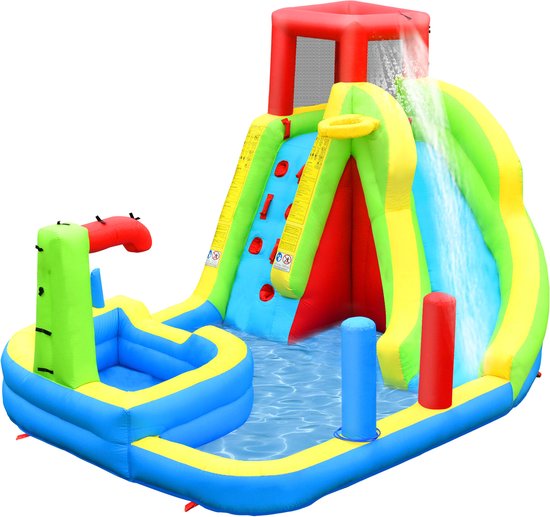 Merax Springkussen 350x251x213 cm - 6 in 1 Opblaasbaar Springkasteel voor Kinderen 3 tot 10 jaar