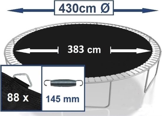 Springmat Trampoline Rond 420-430 cm - 88 Ringen - voor 14 cm Veren