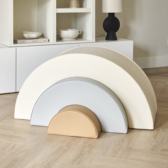 Petite Amélie ® Foam Blokken Speelset Regenboog - Hét Balance, Wobbel board Alternatief voor Kinderen vanaf 2 jaar - Klim, Schommel & Bouw - Pastel 3-delige Set van Zacht Vegan Leer