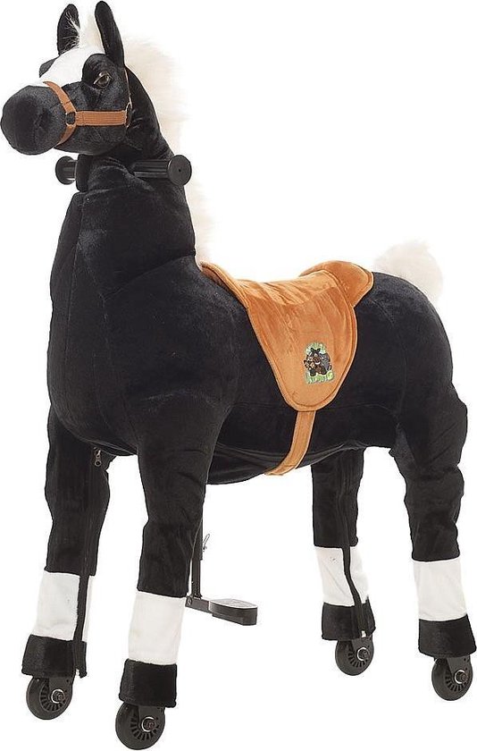Animal Riding Paard Maharadscha Zwart Medium / Large - Rijdend paardenspeelgoed - Paardenspeelgoed - Zadelhoogte 67 CM- Verstelbaar pedaal 3 standen - Afneembaar zadel