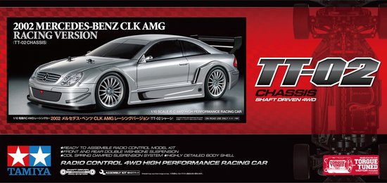 1:10 Tamiya 58722 RC Mercedes-Benz CLK AMG 2002 - TT-02 RC Plastic Modelbouwpakket