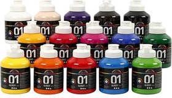Acrylverf - Diverse Kleuren - Glossy - A-color - 15x100ml