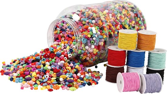 Emmer met plastic kralen & elastiek, 1set [HOB-99658]