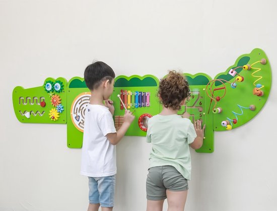 Viga Toys - Houten - Wandspeelbord - Krokodil - Lengte 187cm