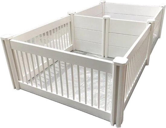 Werpkist Hond + Uitloopren - 244 x 122 x 46 cm - Inclusief Anti-Doodligstangen - Kunststof - Puppy - Puppyren - Hondenren - Eenvoudige Montage