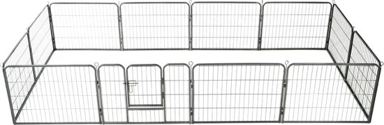vidaXL-Hondenren-met-12-panelen-80x60-cm-staal-zwart