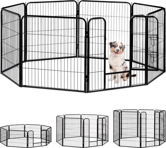 Relaxdays Puppyren - hondenren - puppykennel - konijnenren - metaal - buiten - binnenren - L