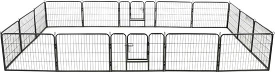 vidaXL-Hondenren-met-16-panelen-60x80-cm-staal-zwart