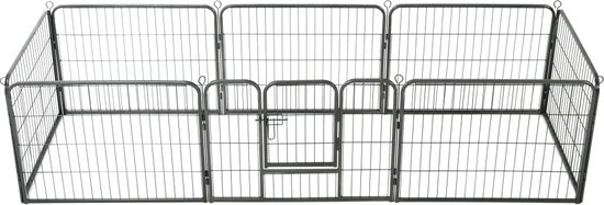 vidaXL-Hondenren-met-8-panelen-80x60-cm-staal-zwart