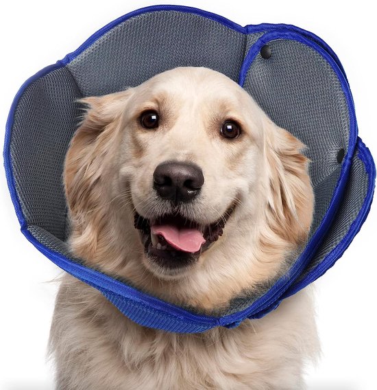 Halsband voor honden, beschermende halsband voor katten, ademende halsband voor kleine, middelgrote en grote honden, verstelbare halsband voor hondenherstel na een operatie, licht