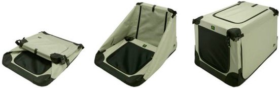 Maelson Soft Kennel - Hondenbench van zacht materiaal - Opvouwbare kennel met stevig stalen binnenframe - Beige/zwart - XXS t/m XXL - 92 L
