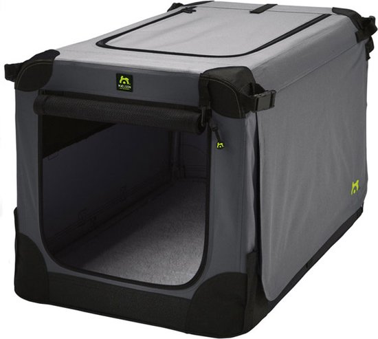 Maelson Soft Kennel - Hondenbench van zacht materiaal - Opvouwbare kennel met stevig stalen binnenframe - Zwart/antraciet - XXS t/m XXL - 82 M