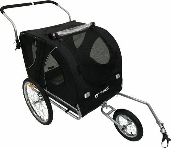 Hondenfietskar Starline Original L - Zwart - Met Jogger Functie - Opvouwbaar - 2 in 1 Hondenaanhanger & Hondenbuggy - Fietskar Voor Honden tot 40 KG