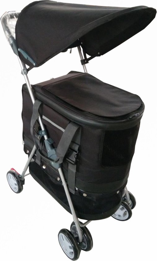 Topmast Hondenbuggy afneembare tas. Zwart. Geheel opvouwbaar