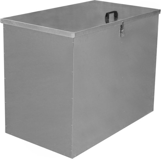 Metalen Voedselcontainer – 64 liter - 89x68x126cm - 2 compartimenten vakken - gegalvaniseerd - hangslot – vee dieren - voerton