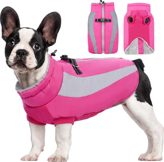 Extras Warm Dog Coat, Windproof Dog Jacket, Reflective Dog Coat, Large Dogs, Dog Coat Winter, Fashionable Winter Coat Dog, Dog Coat, Waterproof, Pink, M