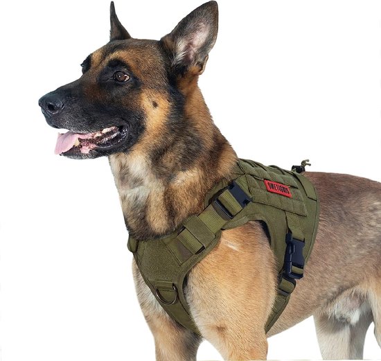FIRE WATCHE Tactisch hondenvest Molle hondentraining service hond harnas 1000D nylon (S, rangergroen)