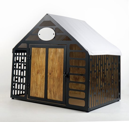 Hondenhok - Hondenbench - Metalen en Houten Hondenhok - Kennel - Bruin - Small - 67*57* 55 cm