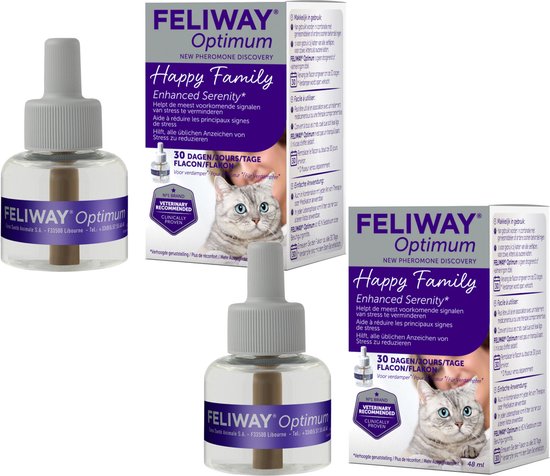 Feliway Optimum Navulling - Anti stressmiddel - 2 x 48 ml Kat