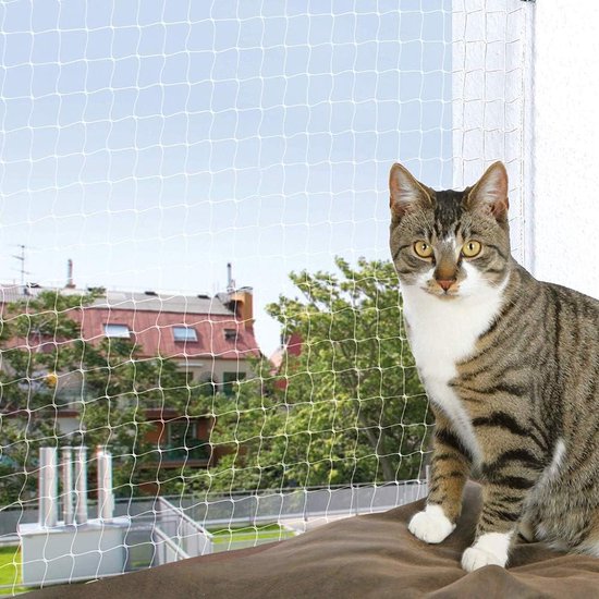 Kattennet voor balkons en ramen, transparant kattenrooster, balkon, kattenbeschermingsnet, beschermnet, balkonnet zonder boren voor katten om balkons, terrassen, ramen en deuren te beveiligen...