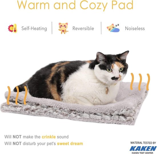 Zelfverwarmende deken voor katten en honden, warmtedeken, thermische deken, kattenbed, warmtemat wasbaar, grootte: 70x47 cm