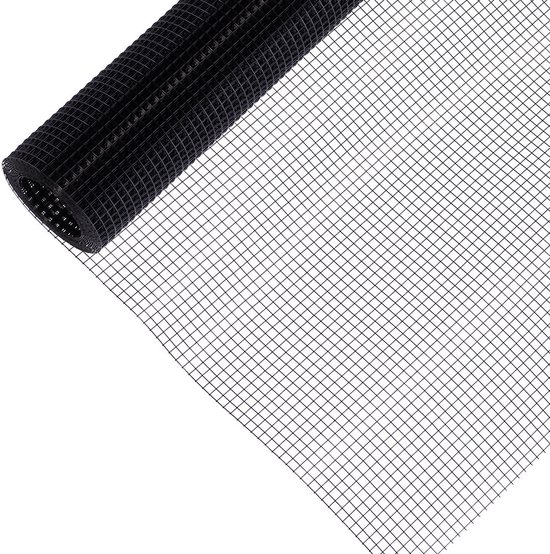 Volieregaas 9x9mm 1,00mm 100cm x 25m Zwart gecoat RVS