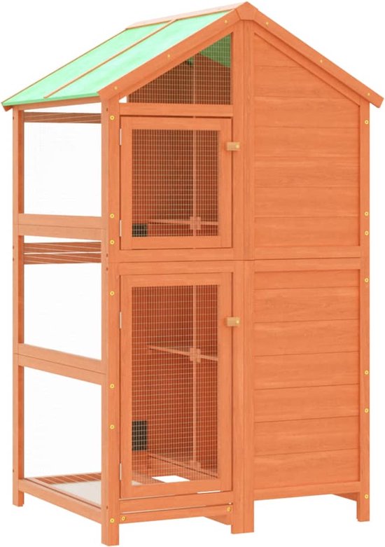 vidaXL Volière 97x81x152 cm massief grenenhout bruin