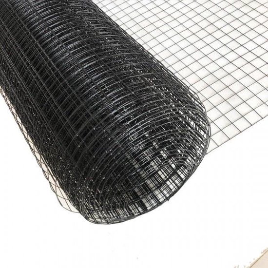 Volieregaas 12 x 12mm 1mm 100cm 25m Zwart gepoedercoat RVS