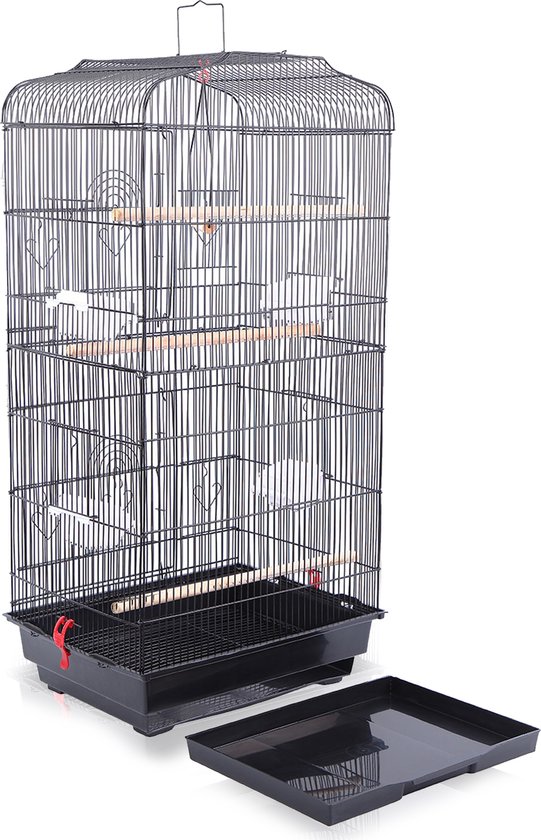 Happyment® Vogelkooi voor binnen en buiten - Met voerbakken - Met standaard - Voliere - Black friday - Sinterklaas - Kerstcadeau