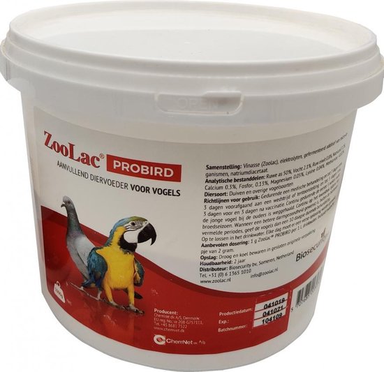 Zoolac PROBIRD 1kg - - Aanvullend diervoeder, voor gebruik bij diverse vogelsoorten. (o.a. Duiven, papegaaien en kippen)