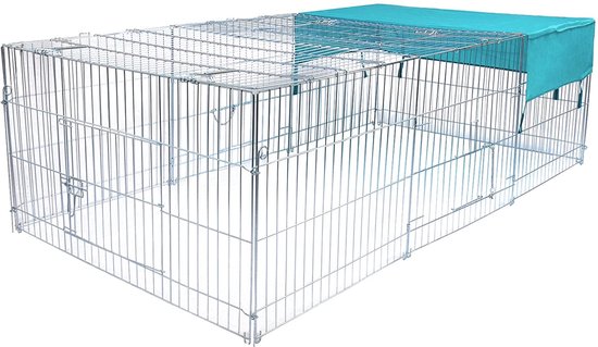 Happyment Luxe Dierenren XL - Ren - Kippenren - Puppyren - Kattenren - Konijnenren - Knaagdierenren - Hondenbench - Zilver - 180x120x60cm