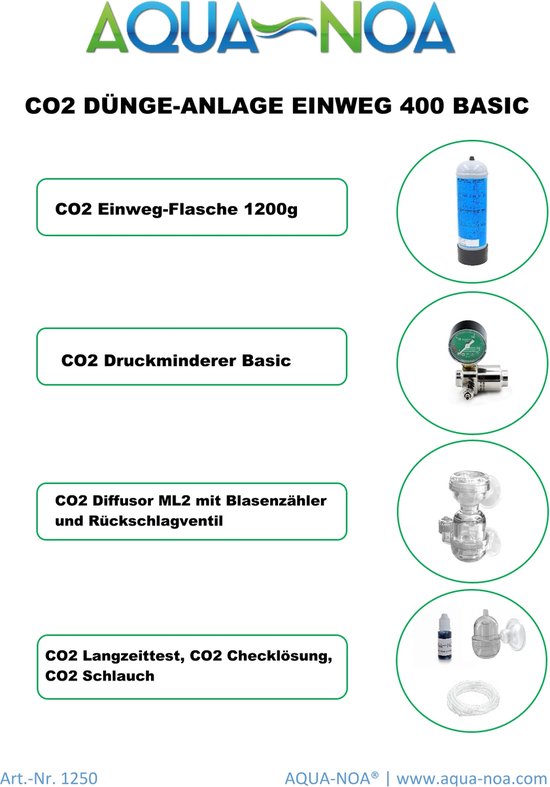 Aqua-noa CO2 set wegwerpfles 400 basic